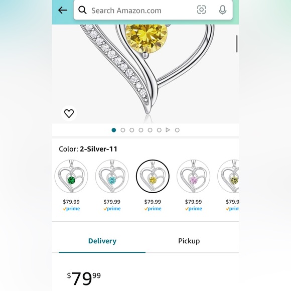 925 Silver 18” Heart Necklace with Yellow Gemstone 💛 - Picture 8 of 8